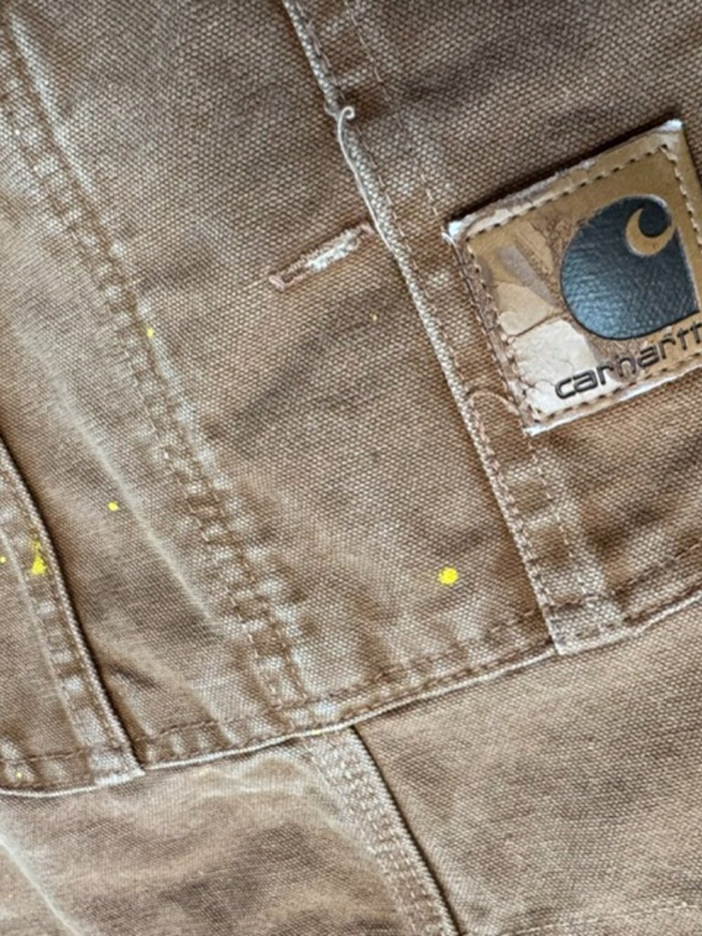 Carhartt R06 BRN Duck Bib Overalls Mens 44x30 Brown Double Knee Workwear - Picture 3 of 15